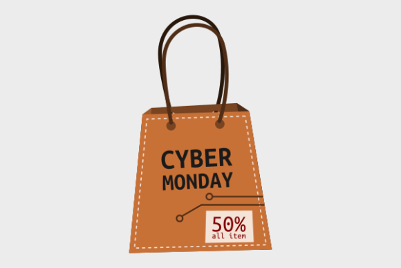 Flat Retro Cyber Monday Shopping Bag
